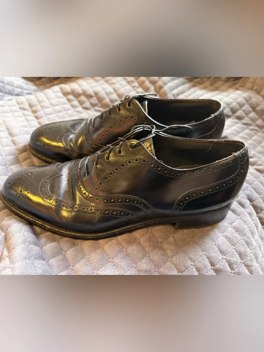 Bostonian Men’s Black Leather Wingtip Brogue Oxford Shoes - Size 9D